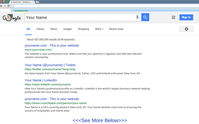 Example of personal search results in Google