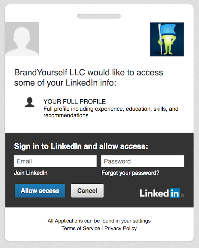 Brandyourself Access LinkedIn