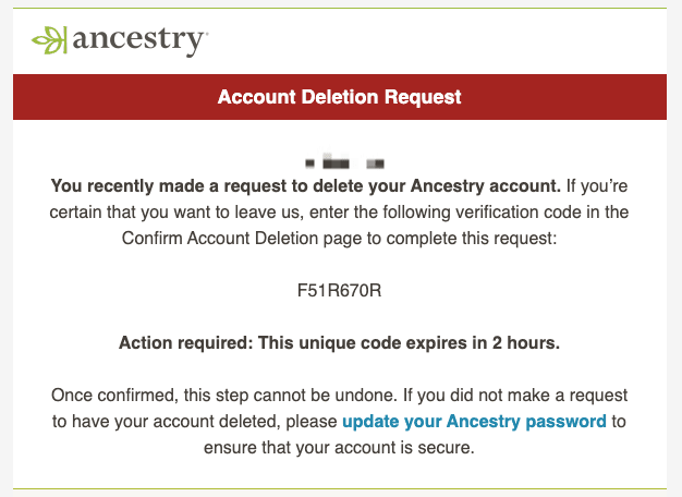 ancestry code email