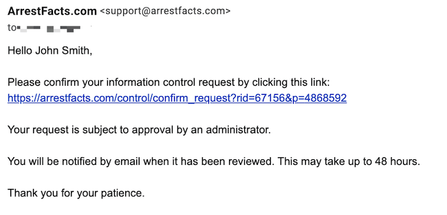 arrestfacts confirmation link