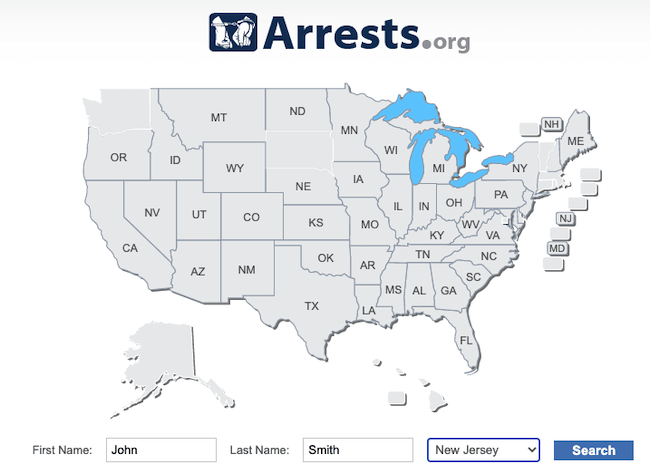 arrests.org search bar