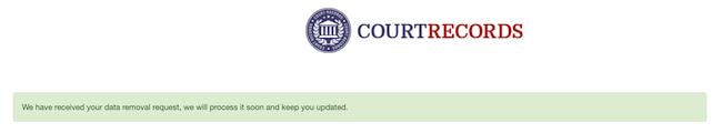 courtrecords.org removal confirmation
