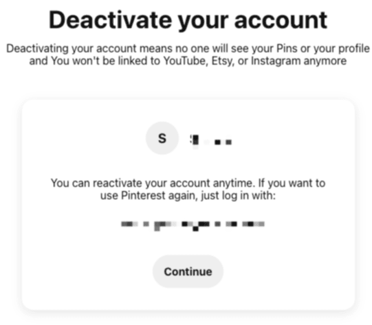 deactivate pinterest account