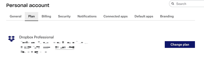 dropbox plan settings