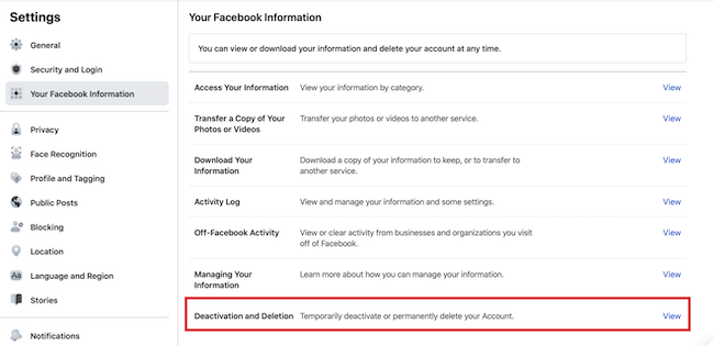 facebook deactivation and deletion