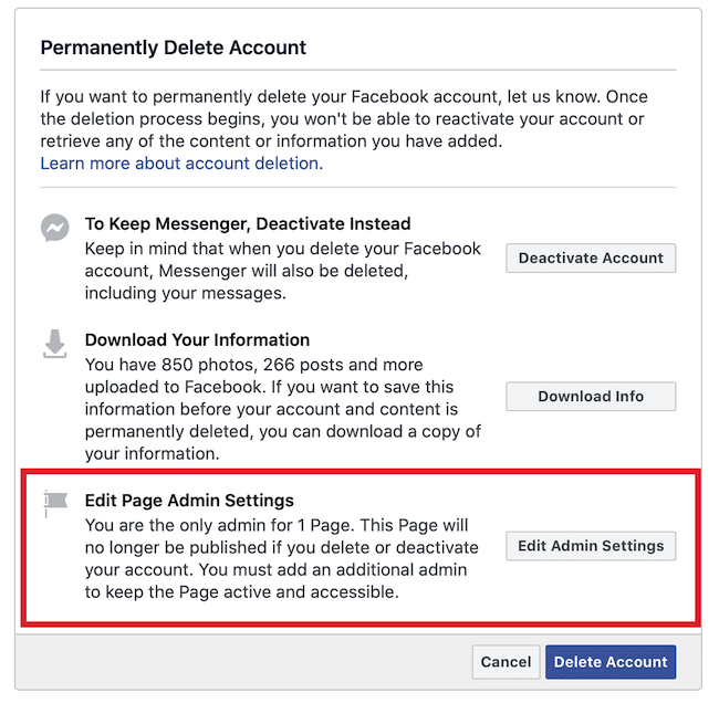 facebook edit page admin settings