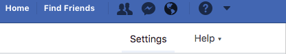 The location of Facebook account settings