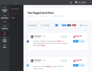 BrandYourself, flagged posts, dashboard