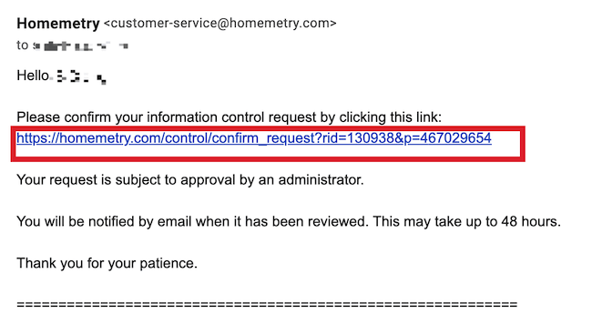 homemetry click confirmation link