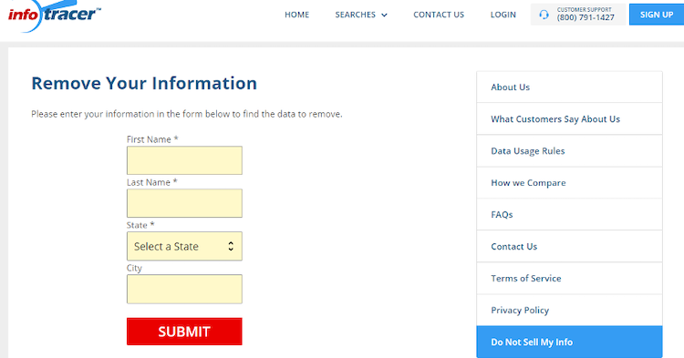 infotracer opt out form