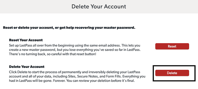 lastpass recover deleted site