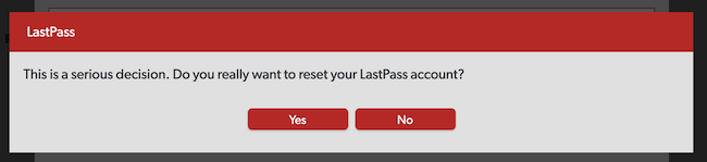 lastpass reset double confirmation