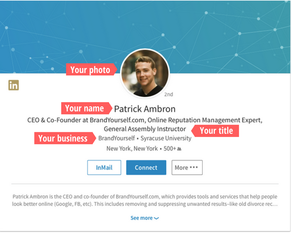 Patrick Ambron, Linkedin profile, optimized