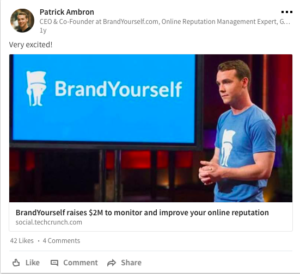 BrandYourself, Patrick Ambron, linkedin, shark tank