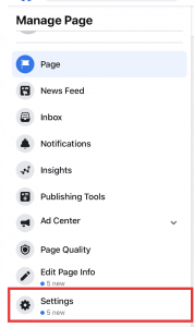 manage facebook page settings
