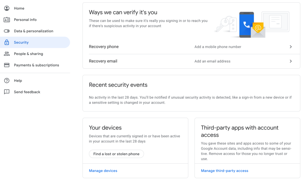 Manage third-party access settings dashboard