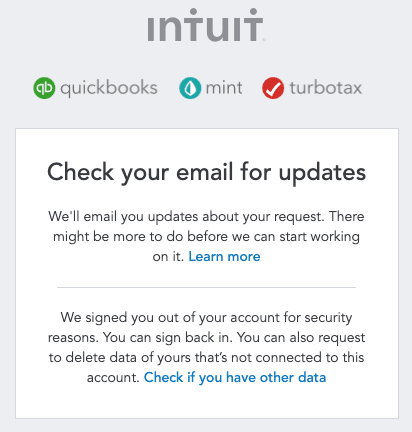 mint check email for updates