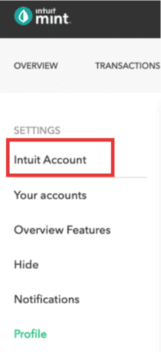 delete intuit mint account