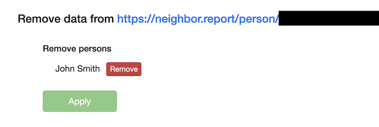 neighbor report opt out verification