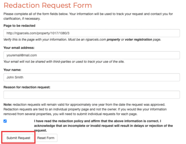 njparcels form