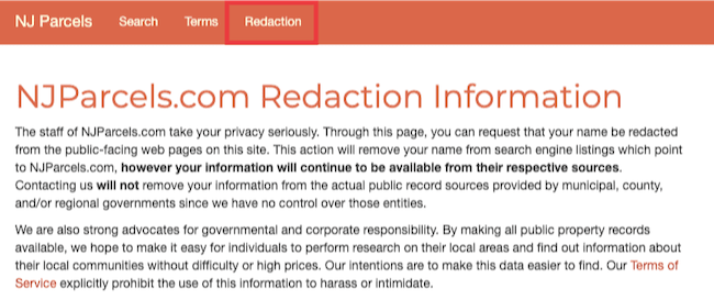 njparcels redaction