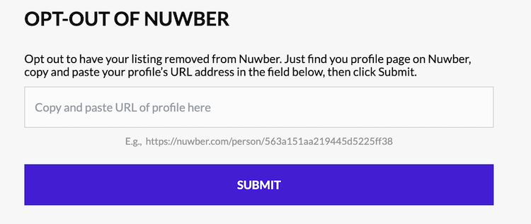 nuwber opt out form