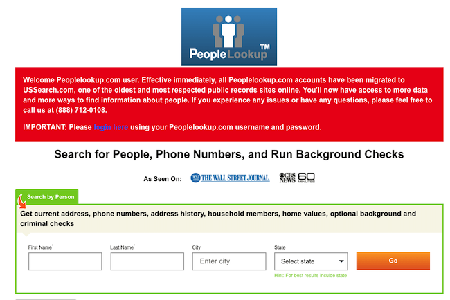 peoplelookup homepage