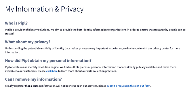 Pipl opt out page