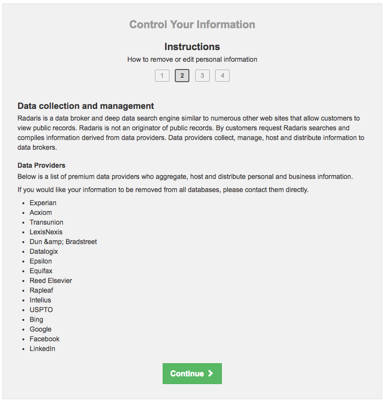 radaris opt out data collection