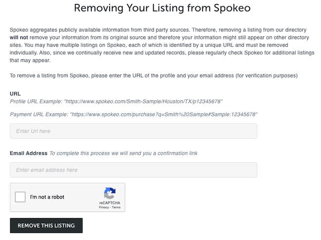 spokeo opt out page