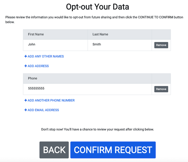 spy dialer opt out data form