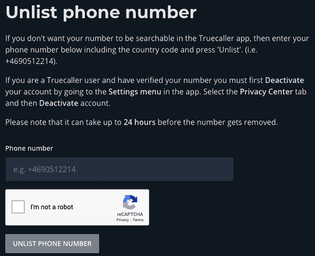 truecaller unlist