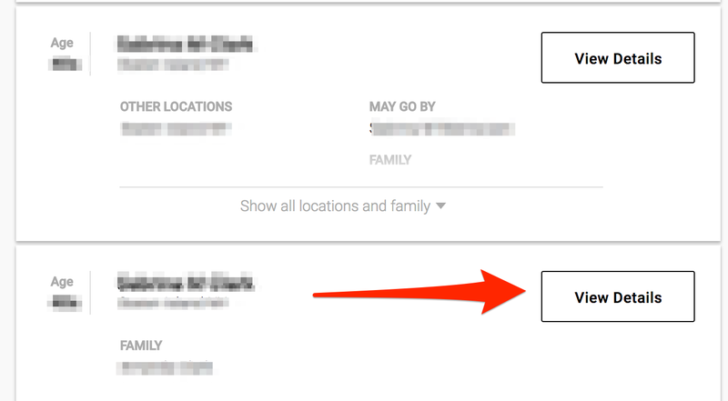 View details and remove your name from Whitepages