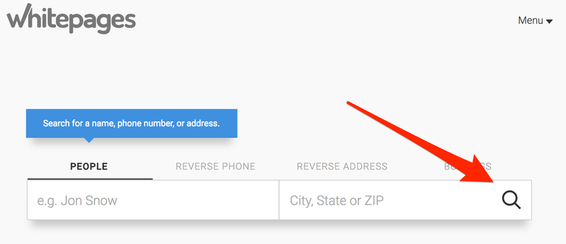 Whitepages search screenshot