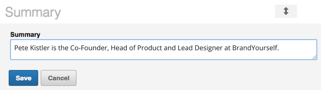 LinkedIn profile summary field screenshot
