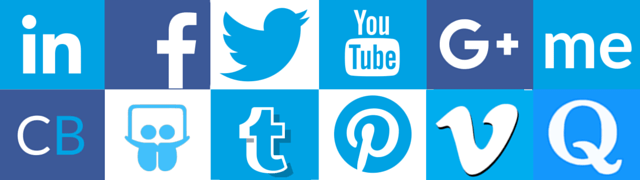 Twelve different social networking logos